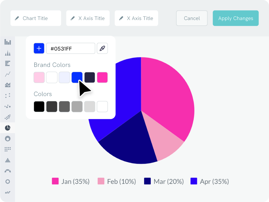 editor with open tab to modify the color of slices in your pie chart