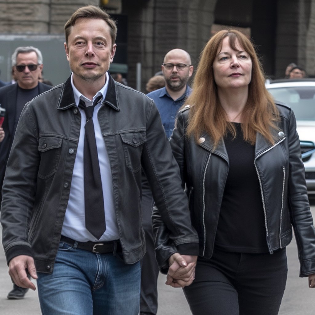 fake image of musk holding hands with gm ceo barra