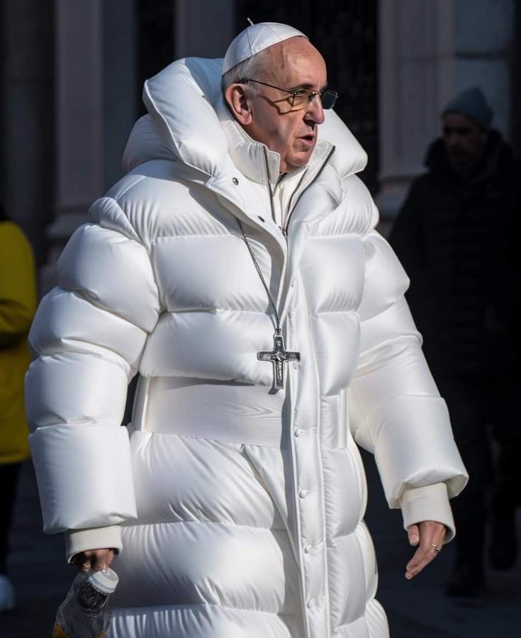 viral ai image of the pope wearing balenciaga jacket