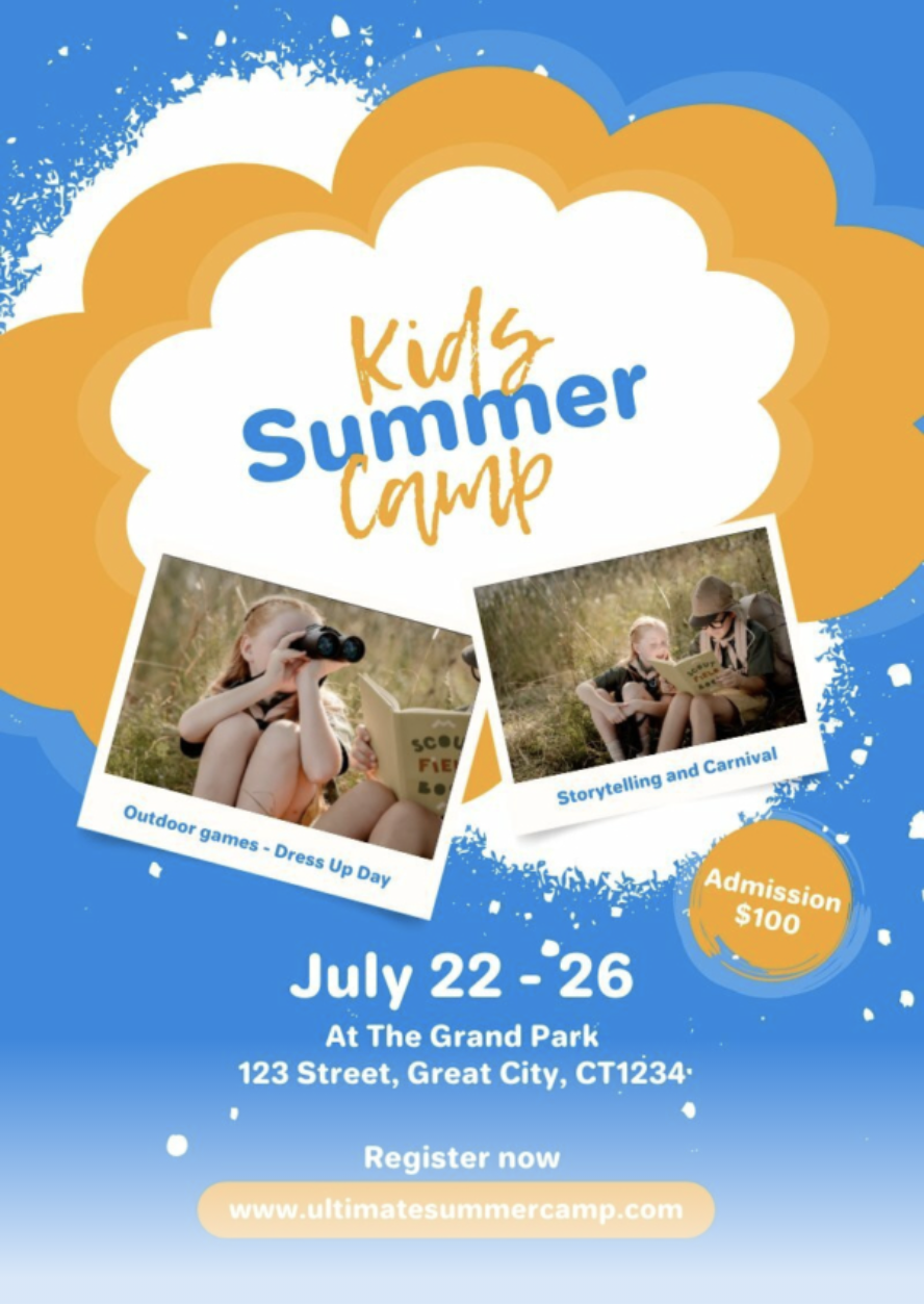 Kids' summer camp flyer
