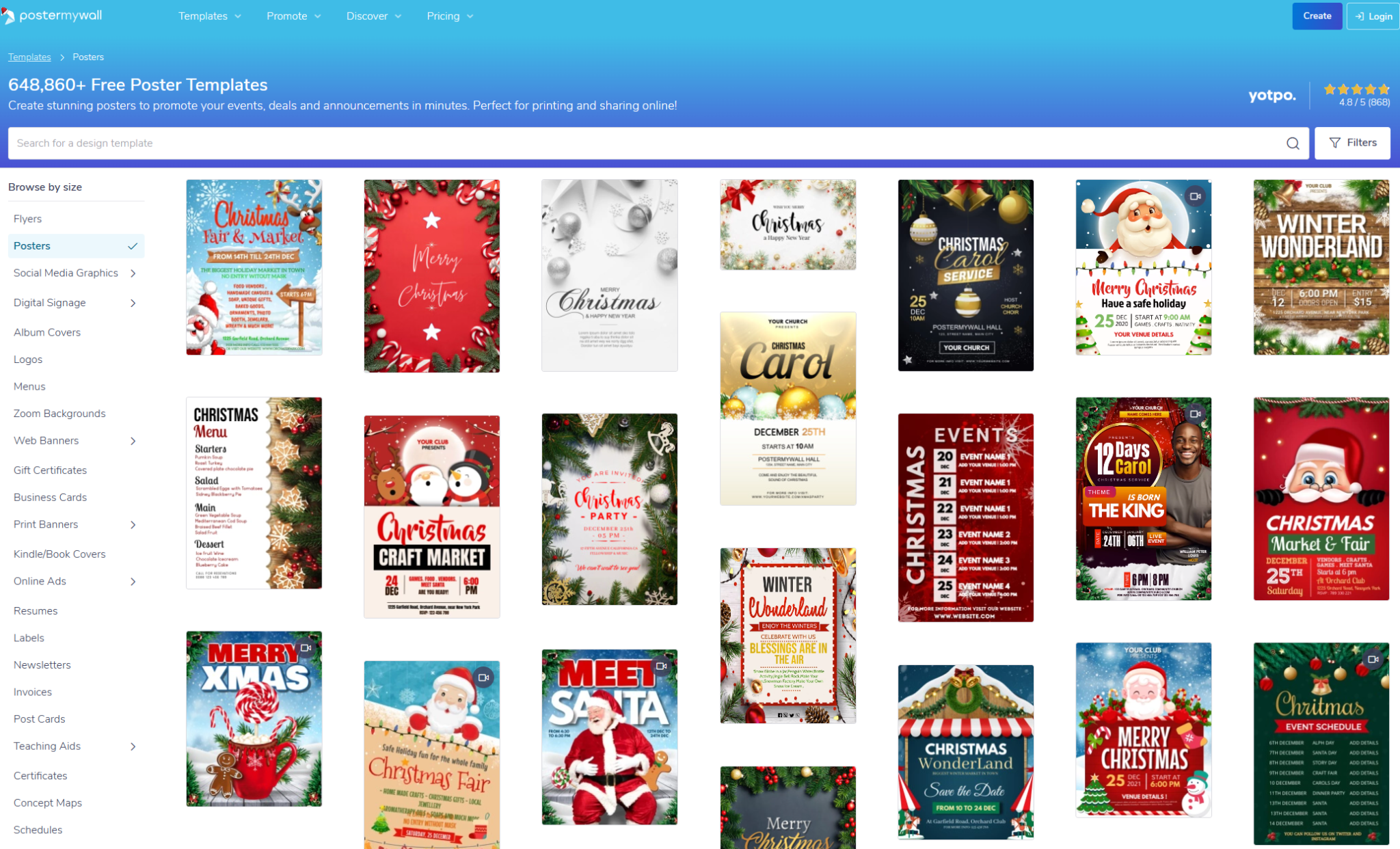 postermywall, template library, christmas