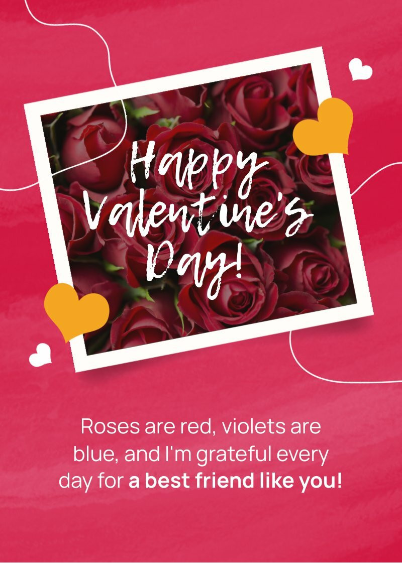 Happy Valentine’s Day Best Friend | Free Card Template - Piktochart