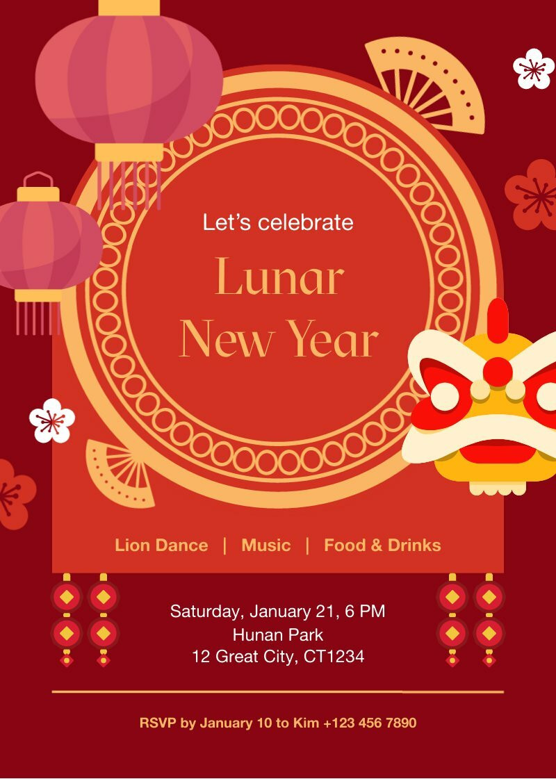 Modern Chinese New Year Invitation