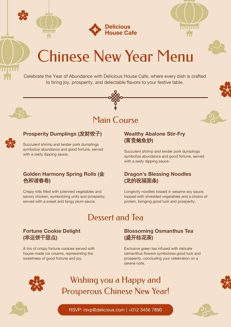 Modern Chinese New Year Menu