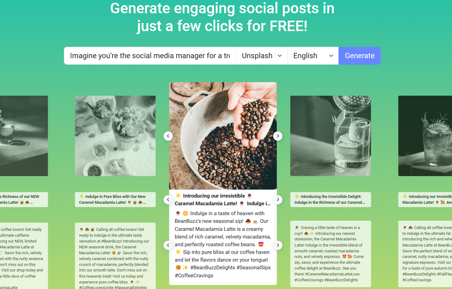 example of a social media post about a new coffee made by radaar.io