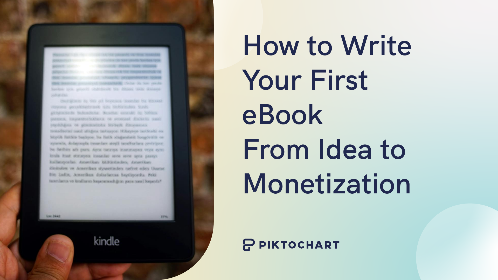 how to write an ebook featured image, picture of someone holding an amazon kindle