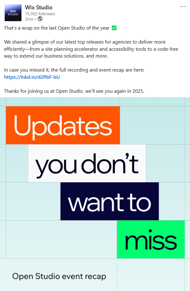 screenshot of linkedin carousel by wix studio