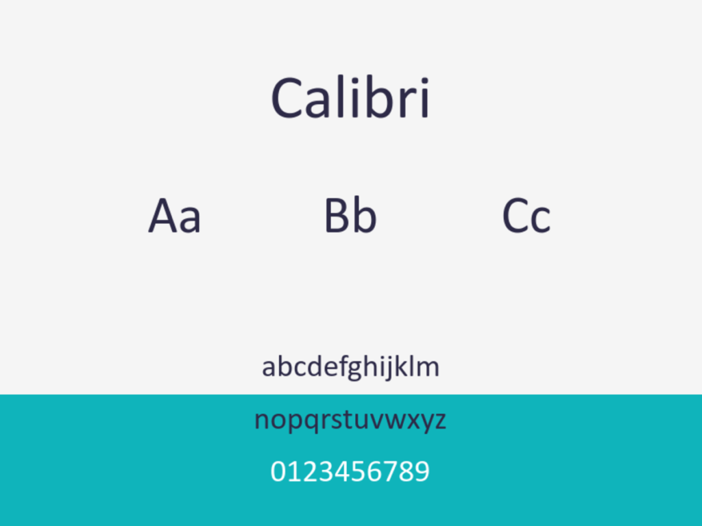 calibri font sample: uppercase and lowercase alphabet and numerals