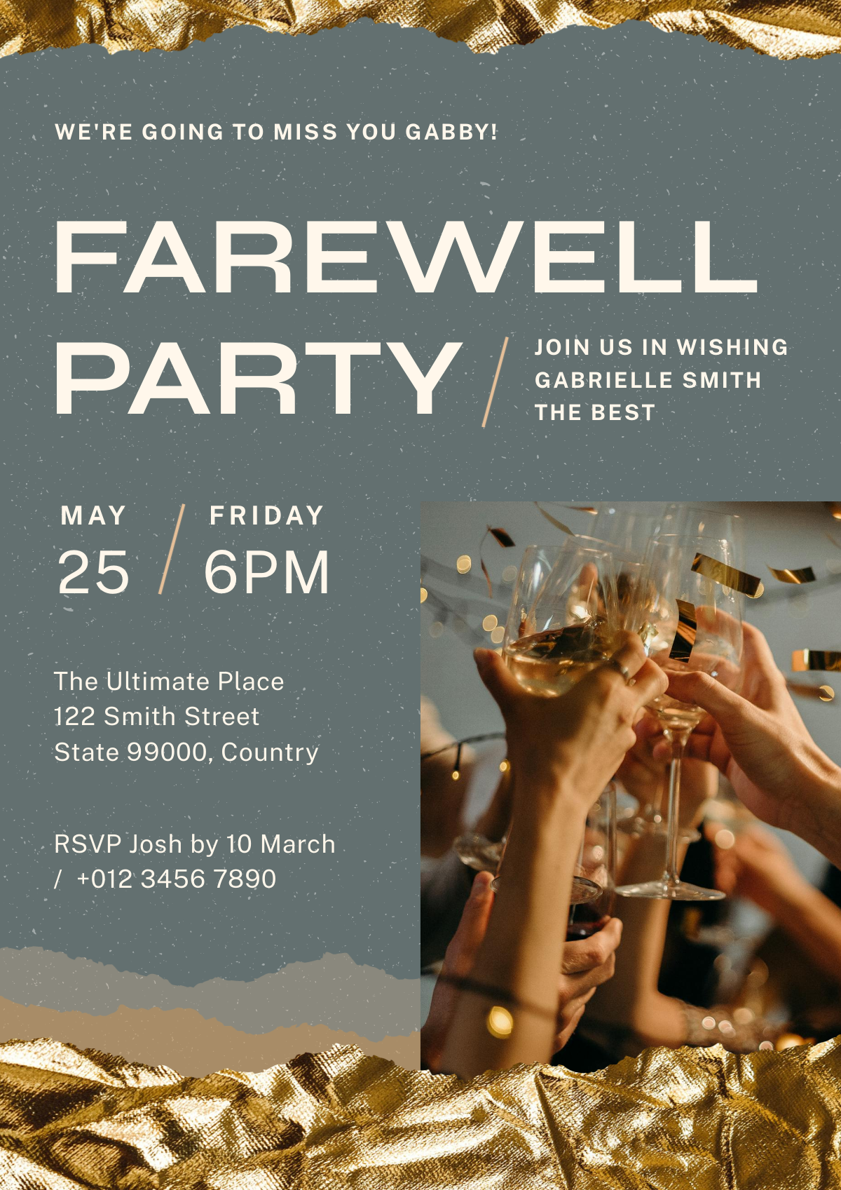 this is a poster for a farewell party for a piktochart article about contrast in design