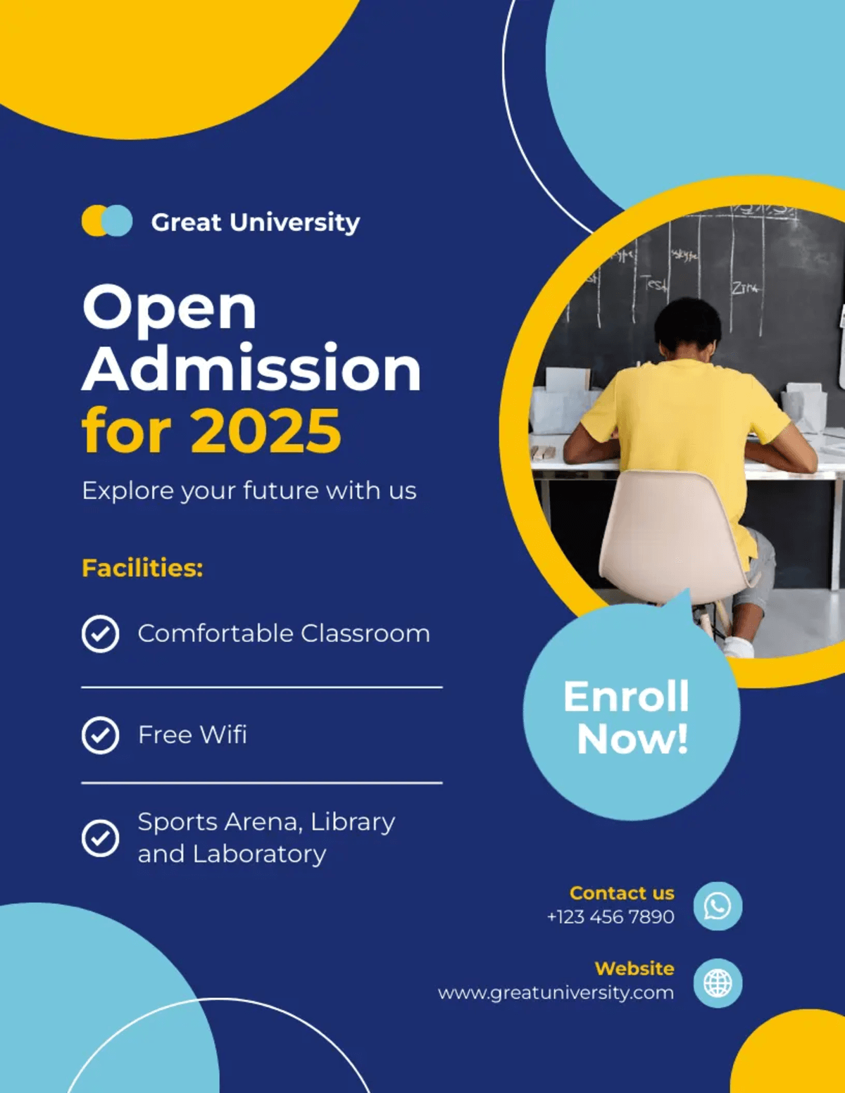 open university admission blue poster made by piktochart ai
