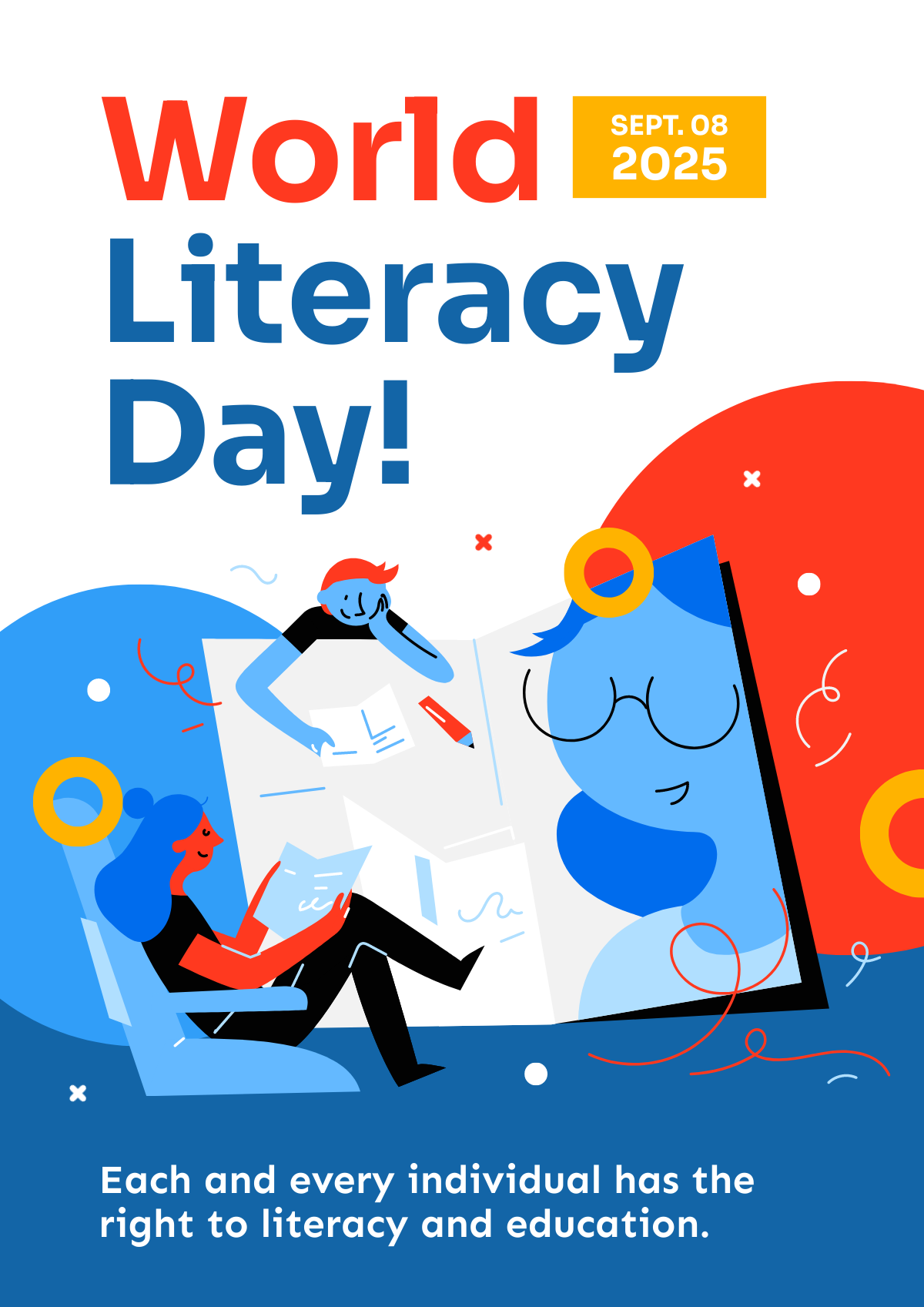 this is a poster about world literacy day for a piktochart article about contrast in design