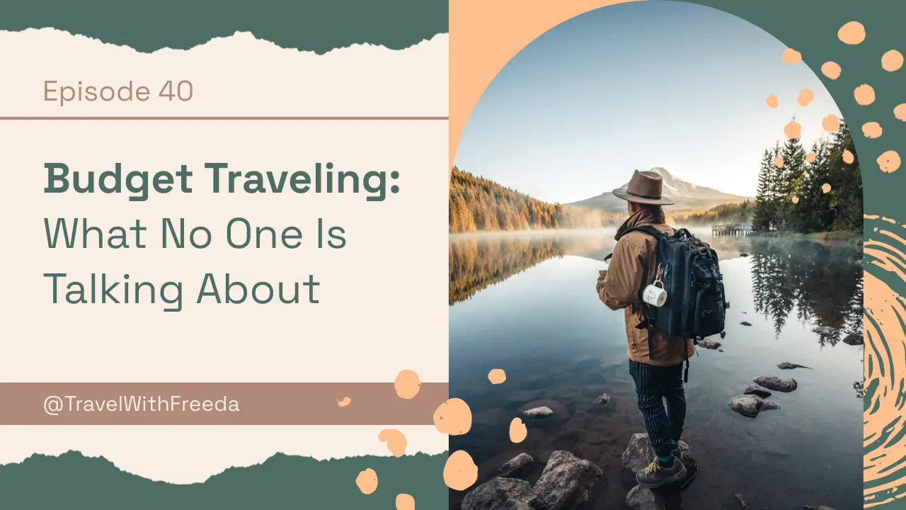 image of a podcast cover for a traveling podcast