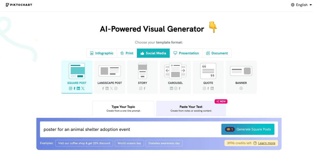 screenshot of piktochart  ai dashboard
