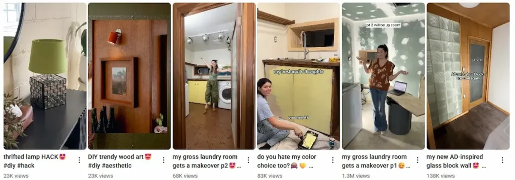 DIY influencers the Sorry Girls use thumbnails that clearly show video content screenshot
