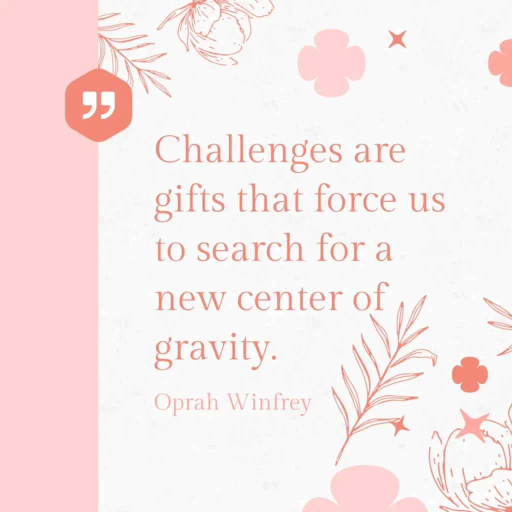 an inspiring woman quote by oprah winfrey on challenges -  created through piktochart ai quote generator