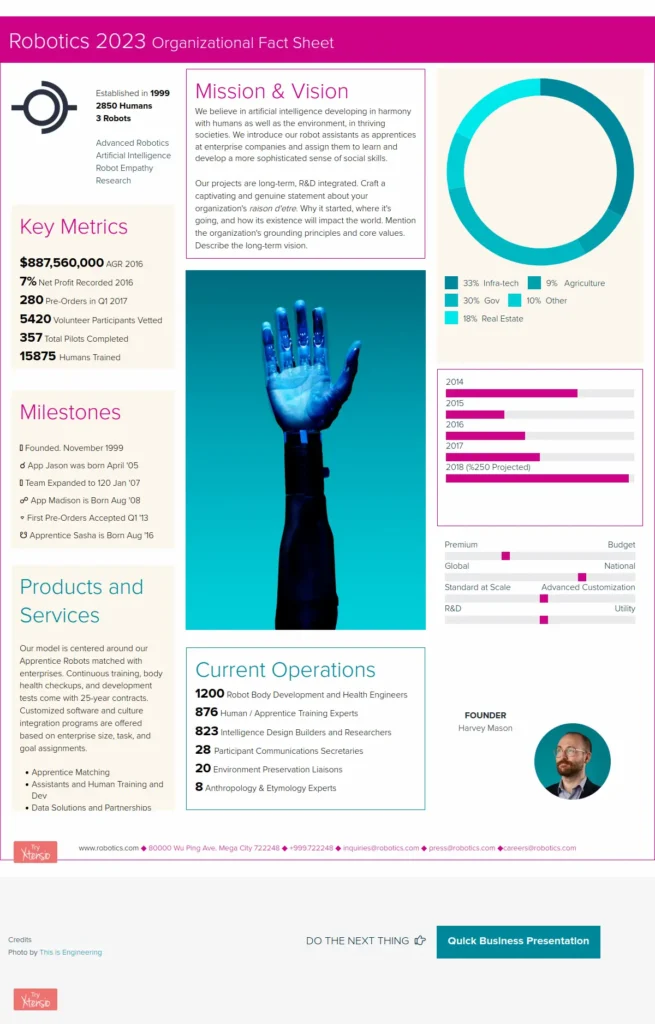 a fact sheet template available on the free plan from Xtensio
