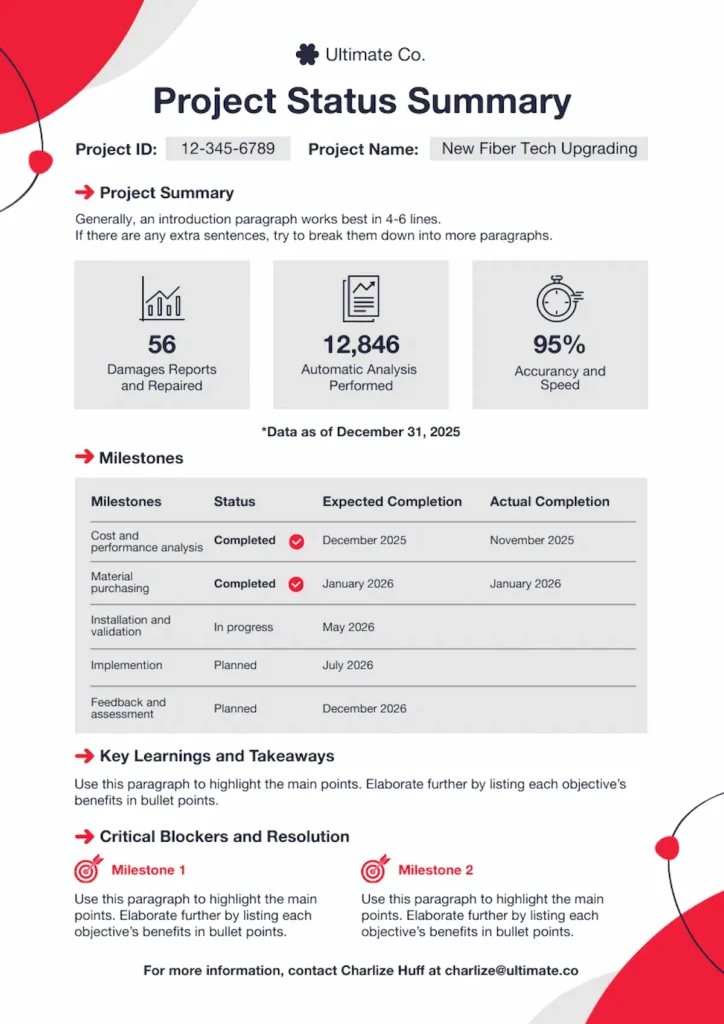 minimalist project progress template