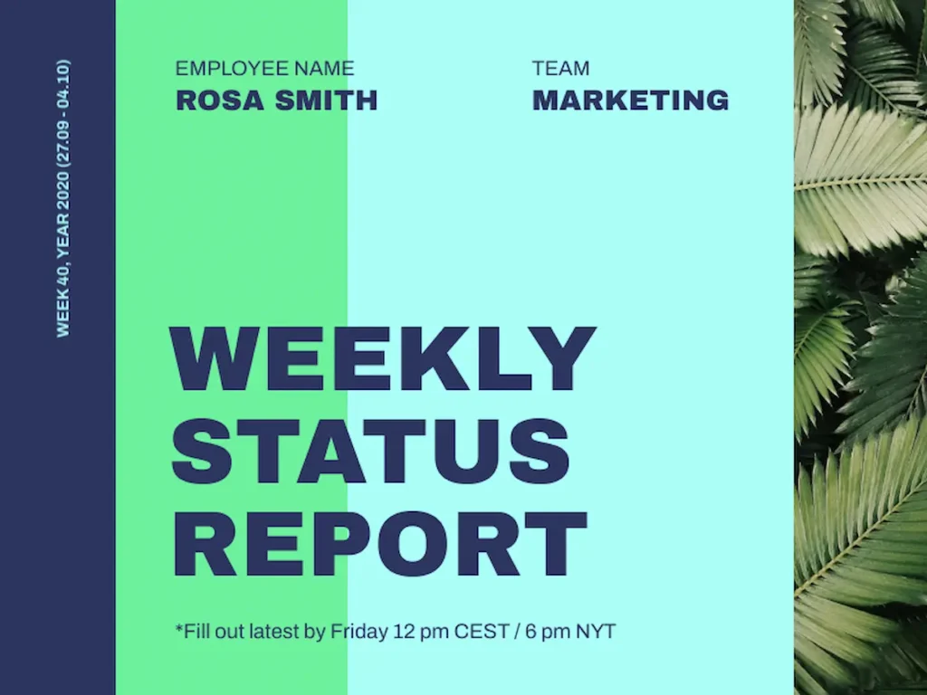  presentation template for weekly status reports 