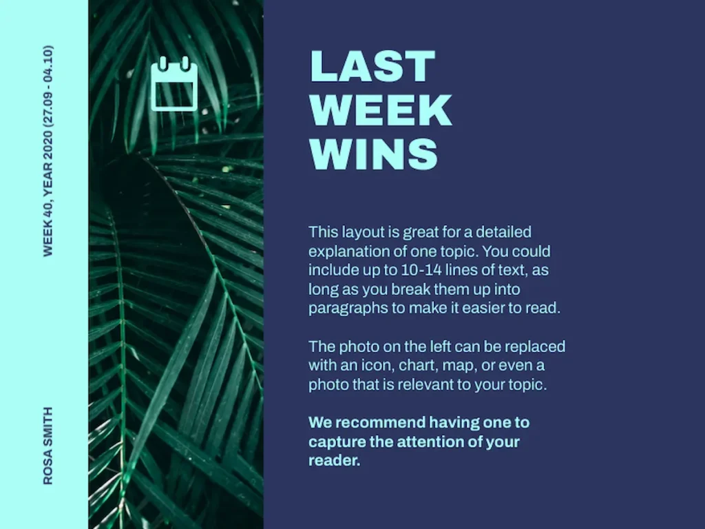 presentation template for weekly status reports last week wins