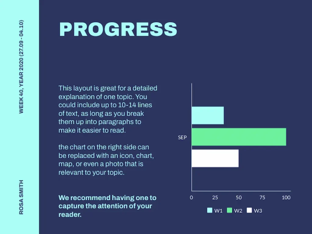 presentation template for weekly status reports progress slide
