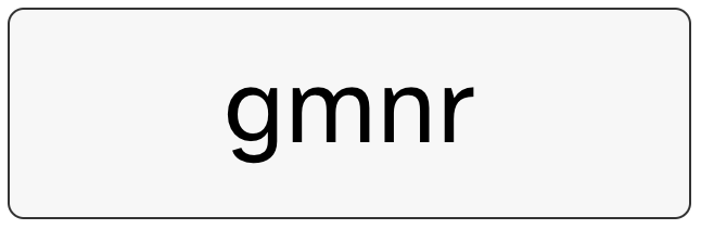 a simple graphic showing the letters gmnr in a clean, black sans-serif font inside a white box with a thin black border, this illustrates how garamond font is sometimes used in a shortened, stylized way