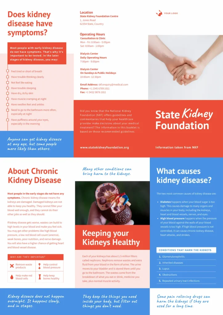 kidney disease awareness brochure template for early detection