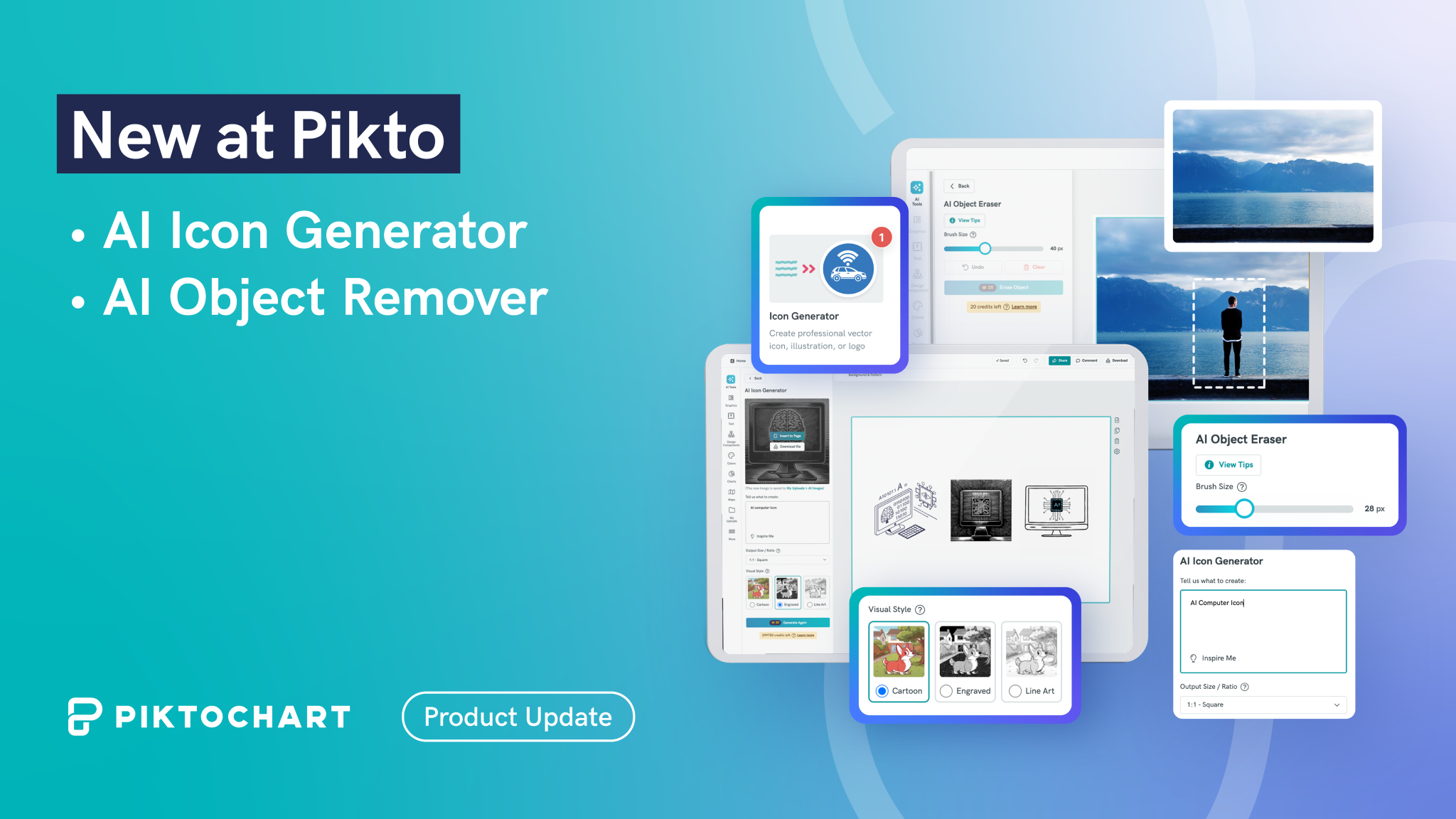 pikto ai product update ai featured image ai icon generator ai object remover