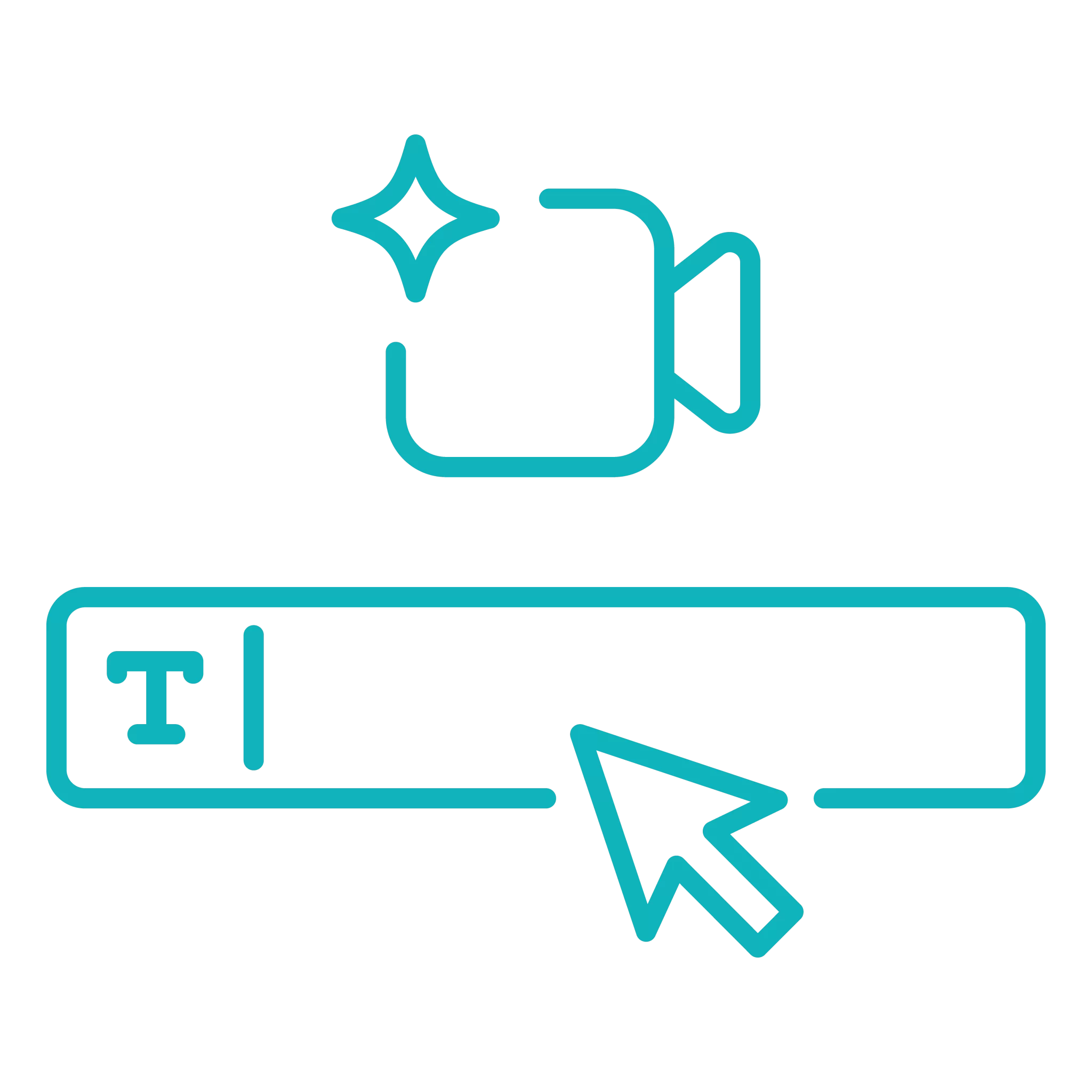 square icon of a text box field and a mouse icon for pikto ai generating videos using sora 2 ai video generator