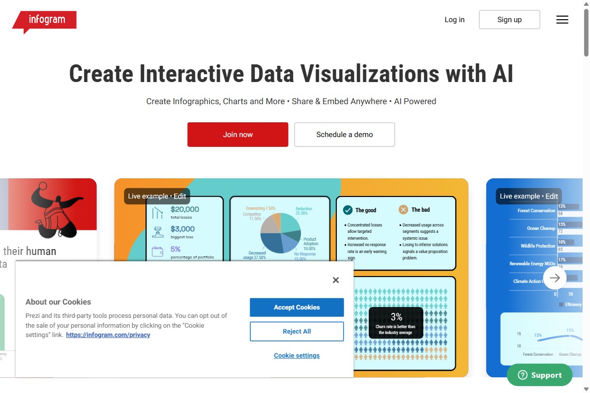 Infogram homepage screenshot