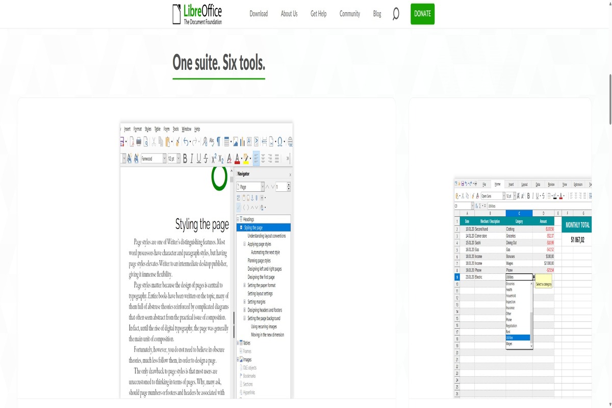 LibreOffice homepage screenshot