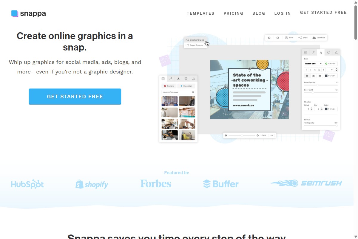 Snappa homepage screenshot