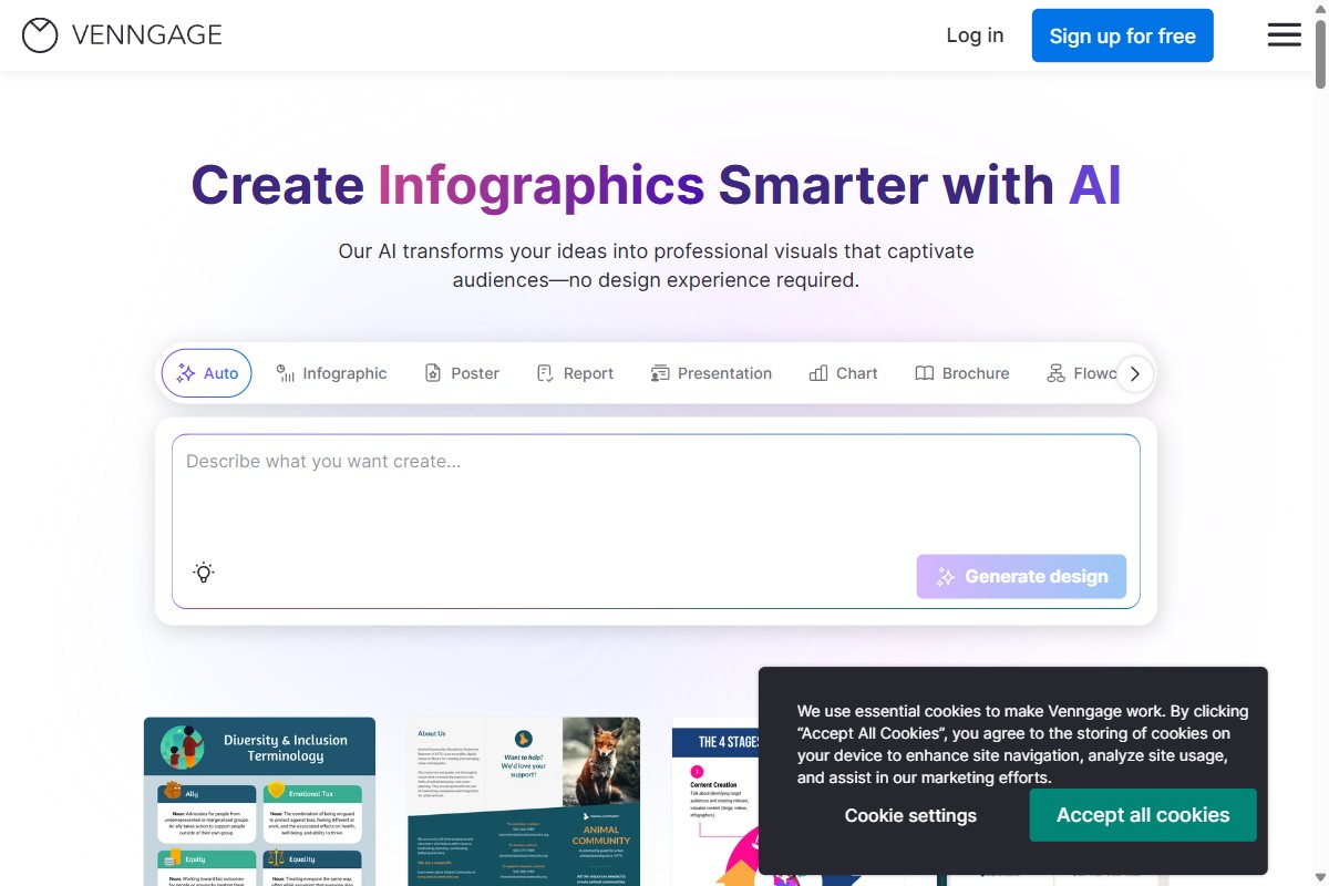 Venngage homepage screenshot