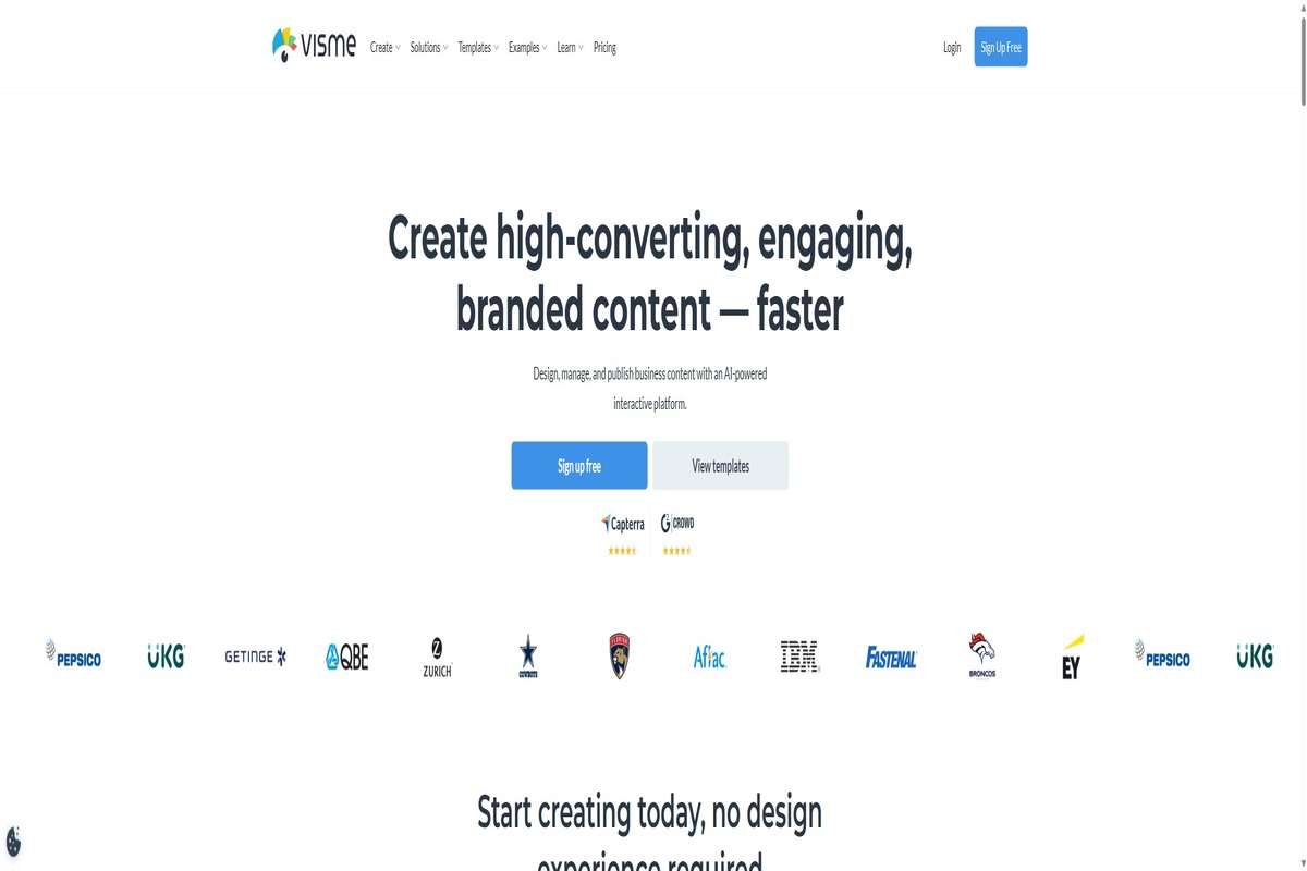 Visme homepage screenshot