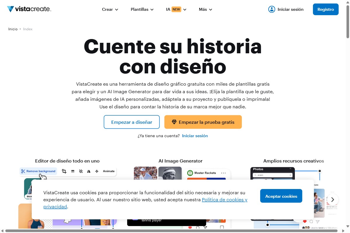 VistaCreate homepage screenshot